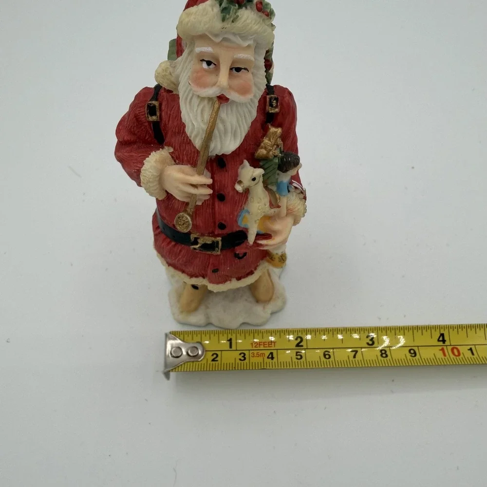 Vintage 1992 Santa Claus Figure‎ Holding Toys and Pipe on Chimney Base